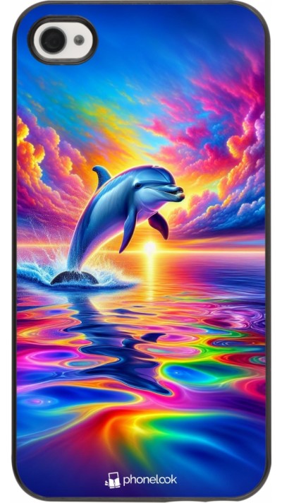 iPhone 4/4s Case Hülle - Glücklicher Regenbogen-Delfin