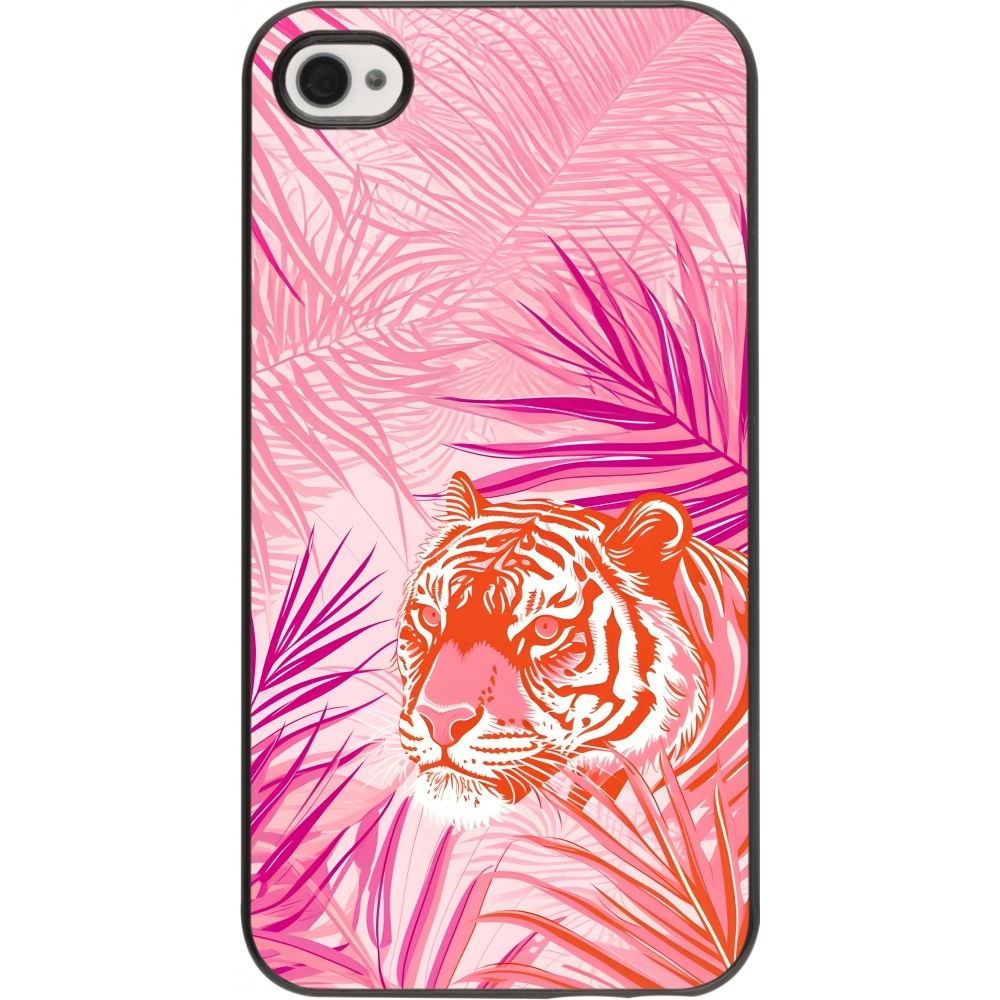 iPhone 4/4s Case Hülle - Tiger Palmen rosa