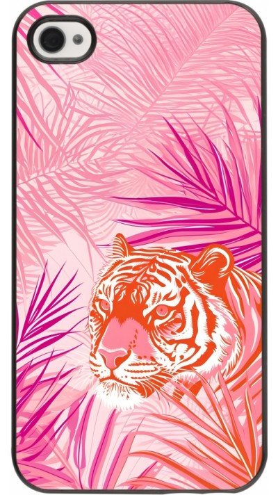 iPhone 4/4s Case Hülle - Tiger Palmen rosa