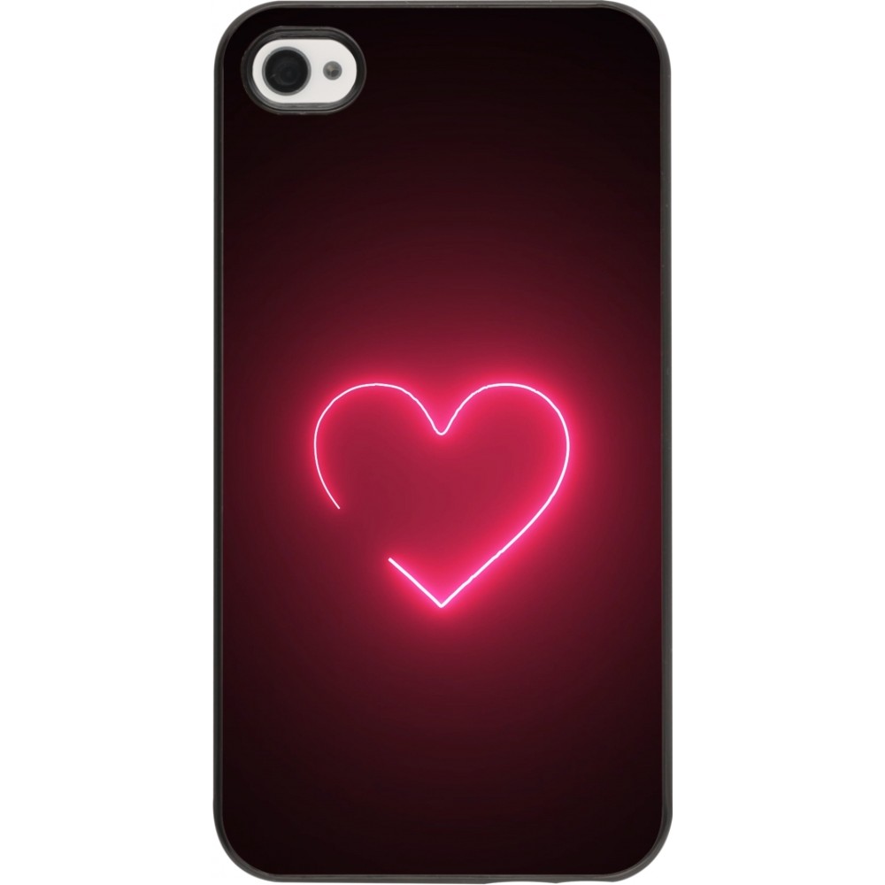 iPhone 4/4s Case Hülle - Valentine 2023 single neon heart