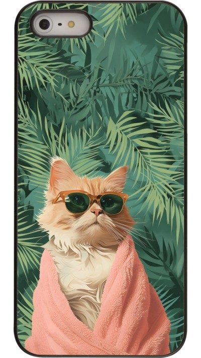 iPhone 5/5s / SE (2016) Case Hülle - Cat Summer Palms