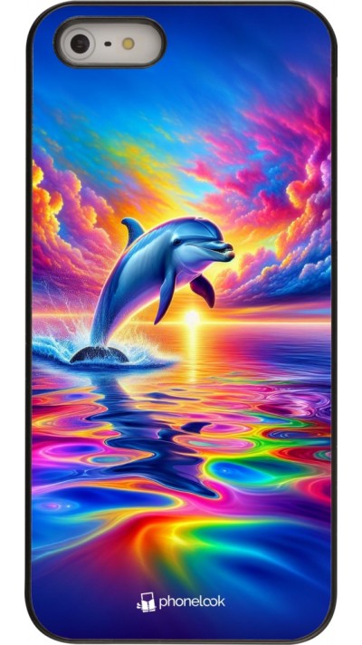 iPhone 5/5s / SE (2016) Case Hülle - Glücklicher Regenbogen-Delfin