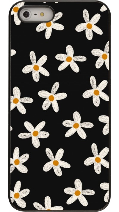 Coque iPhone 5/5s / SE (2016) - Easter 2024 white on black flower