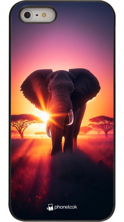 iPhone 5/5s / SE (2016) Case Hülle - Elefant Sonnenaufgang Schönheit