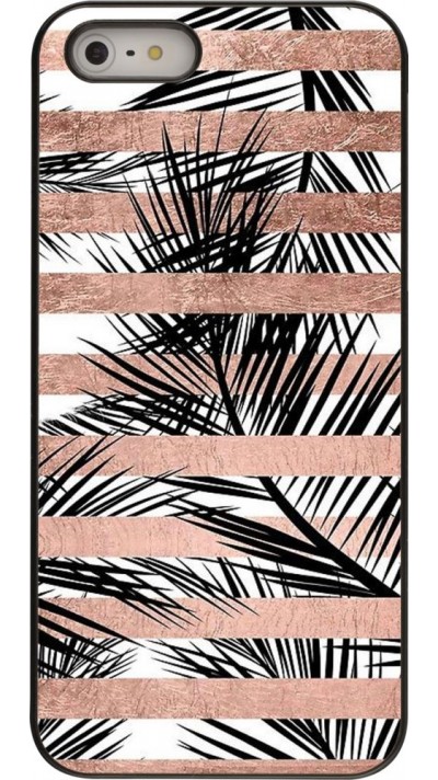 Hülle iPhone 5/5s / SE (2016) - Palm trees gold stripes