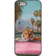 iPhone 5/5s / SE (2016) Case Hülle - Tiger Auto rosa