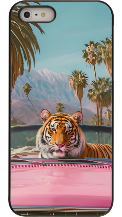 iPhone 5/5s / SE (2016) Case Hülle - Tiger Auto rosa