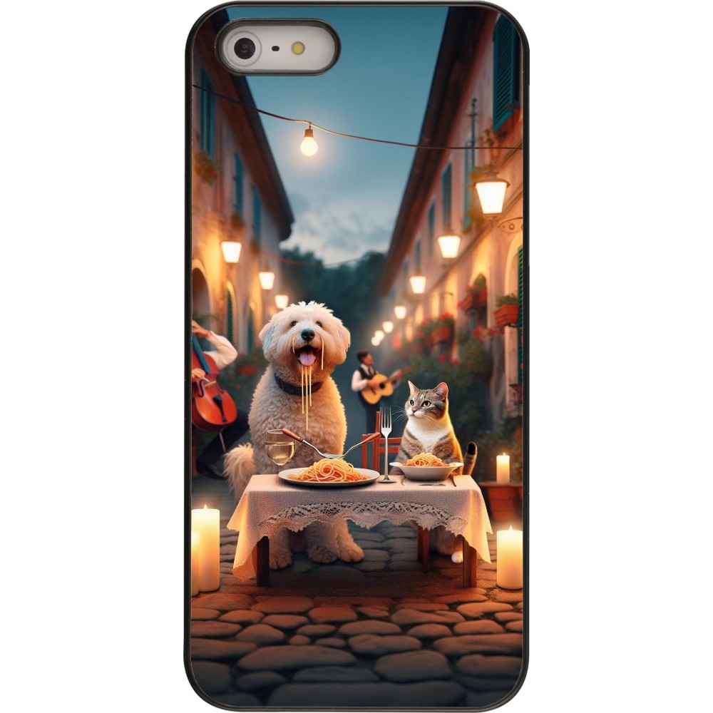 iPhone 5/5s / SE (2016) Case Hülle - Valentin 2024 Hund & Katze Kerzenlicht