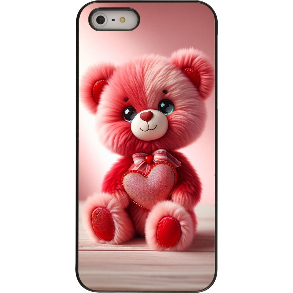 iPhone 5/5s / SE (2016) Case Hülle - Valentin 2024 Rosaroter Teddybär