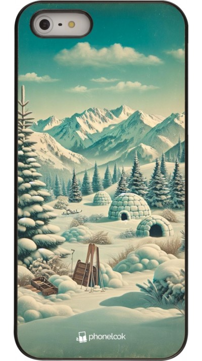 iPhone 5/5s / SE (2016) Case Hülle - Vintage Schneebedeckter Berg Iglu