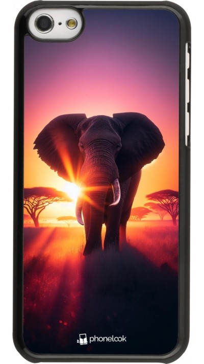 iPhone 5c Case Hülle - Elefant Sonnenaufgang Schönheit