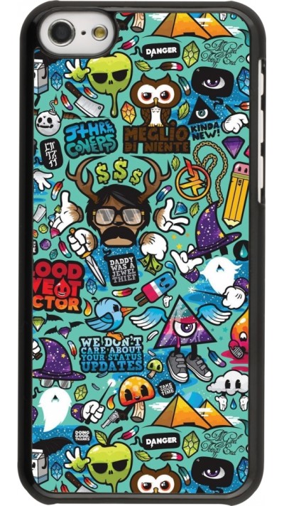 iPhone 5c Case Hülle - Mixed Cartoons Turquoise