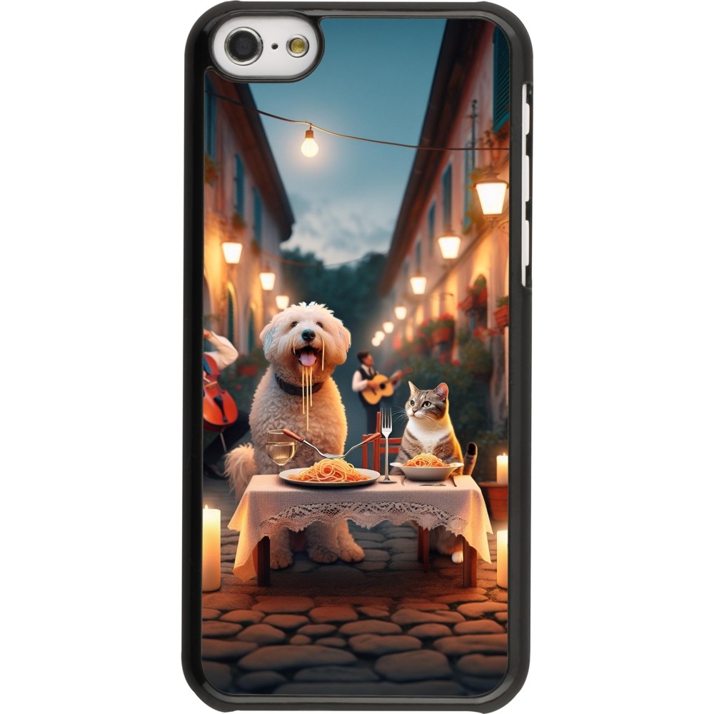 iPhone 5c Case Hülle - Valentin 2024 Hund & Katze Kerzenlicht