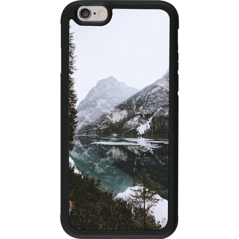 iPhone 6/6s Case Hülle - Silikon schwarz Winter 22 snowy mountain and lake