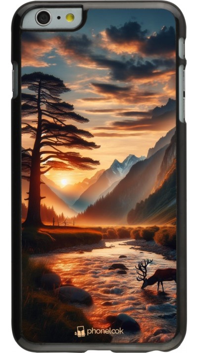 iPhone 6 Plus / 6s Plus Case Hülle - Tal Sonnenuntergang Hirsch Baum