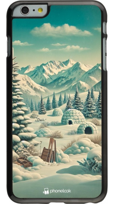 iPhone 6 Plus / 6s Plus Case Hülle - Vintage Schneebedeckter Berg Iglu