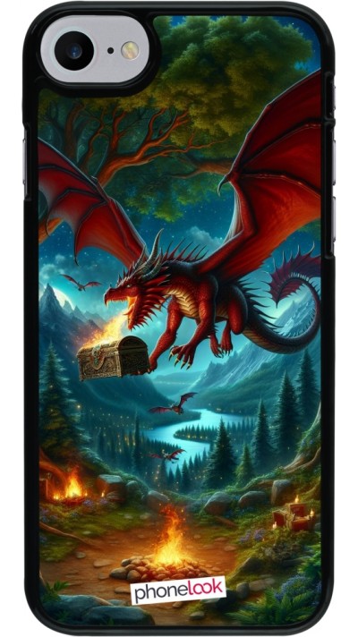 iPhone 7 / 8 / SE (2020, 2022) Case Hülle - Drache Fliegend Wald Schatz