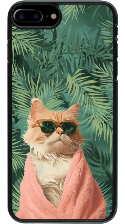 iPhone 7 Plus / 8 Plus Case Hülle - Cat Summer Palms