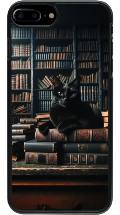 iPhone 7 Plus / 8 Plus Case Hülle - Katze Bücher dunkel