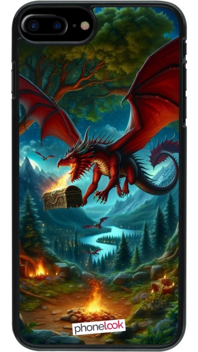 iPhone 7 Plus / 8 Plus Case Hülle - Drache Fliegend Wald Schatz