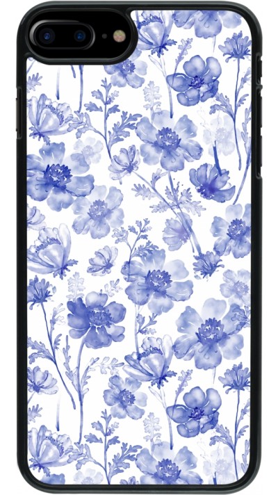 iPhone 7 Plus / 8 Plus Case Hülle - Spring 23 watercolor blue flowers