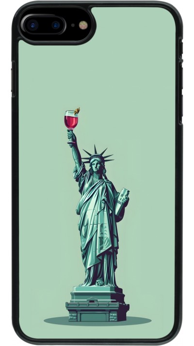 Coque iPhone 7 Plus / 8 Plus - Wine Statue de la liberté avec un verre de vin