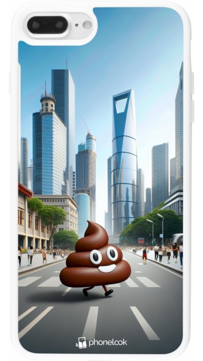 iPhone 7 Plus / 8 Plus Case Hülle - Silikon weiss Kackhaufen Emoji Spaziergang