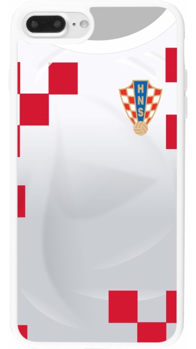 iPhone 7 Plus / 8 Plus Case Hülle - Silikon weiss Kroatien 2022 personalisierbares Fussballtrikot