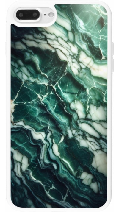 iPhone 7 Plus / 8 Plus Case Hülle - Silikon weiss Majestätischer grüner Marmor