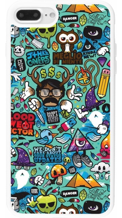 iPhone 7 Plus / 8 Plus Case Hülle - Silikon weiss Mixed Cartoons Turquoise