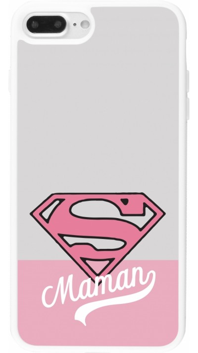 iPhone 7 Plus / 8 Plus Case Hülle - Silikon weiss Mom 2024 Super hero maman