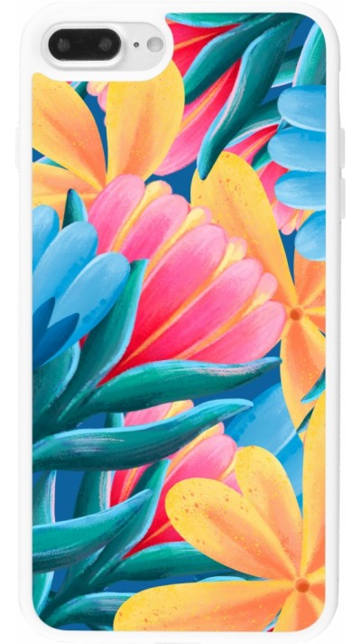 iPhone 7 Plus / 8 Plus Case Hülle - Silikon weiss Spring 23 colorful flowers