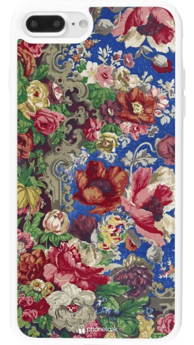 Coque iPhone 7 Plus / 8 Plus - Silicone rigide blanc Vintage Art Flowers