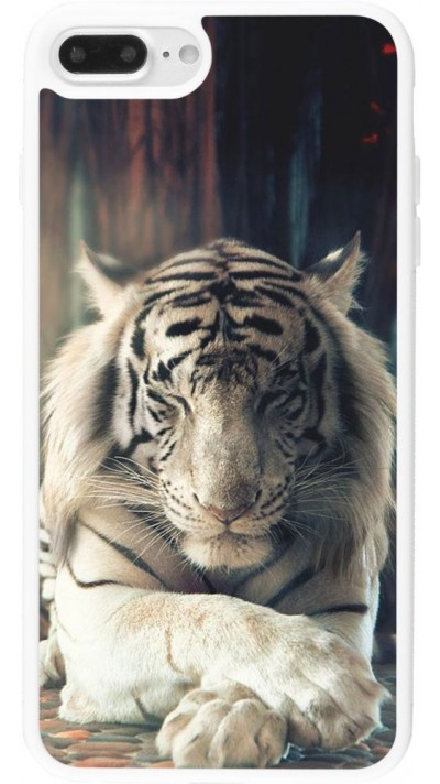 Coque iPhone 7 Plus / 8 Plus - Silicone rigide blanc Zen Tiger