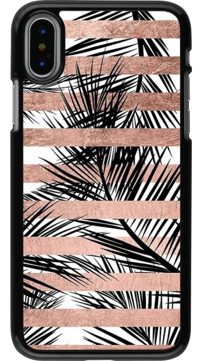 Hülle iPhone X / Xs - Palm trees gold stripes