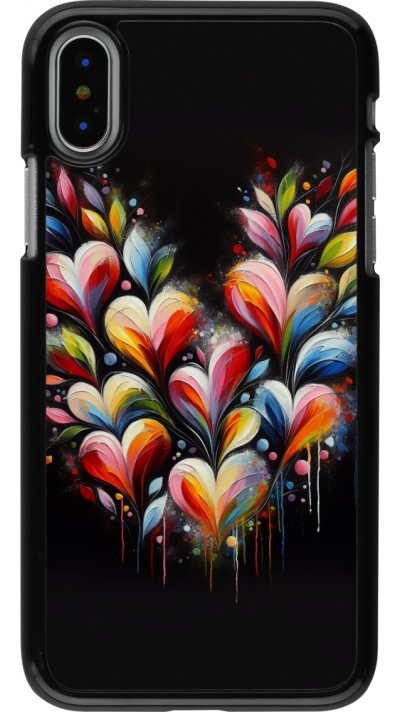 Coque iPhone X / Xs - Valentine 2024 Coeur Noir Abstrait