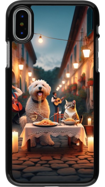 Coque iPhone X / Xs - Valentine 2024 Dog & Cat Candlelight