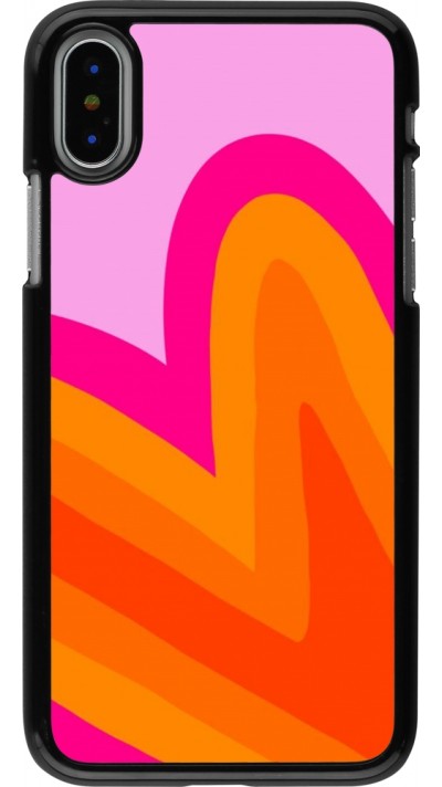 Coque iPhone X / Xs - Valentine 2024 heart gradient