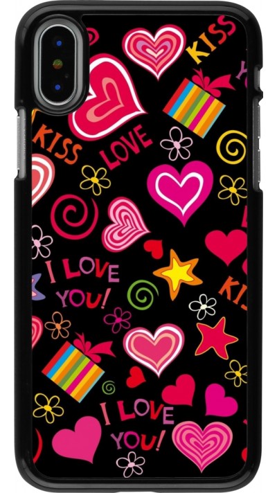 Coque iPhone X / Xs - Valentine 2023 love symbols