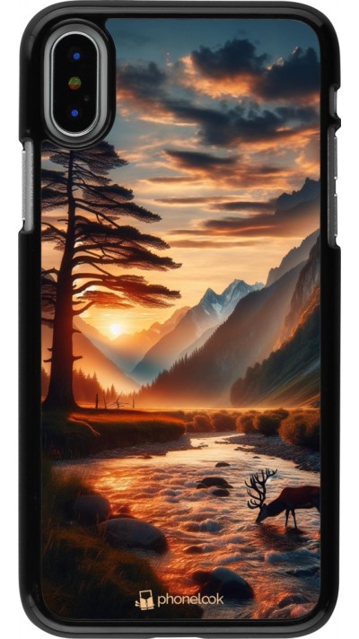 Coque iPhone X / Xs - Valley Sunset Deer Tree