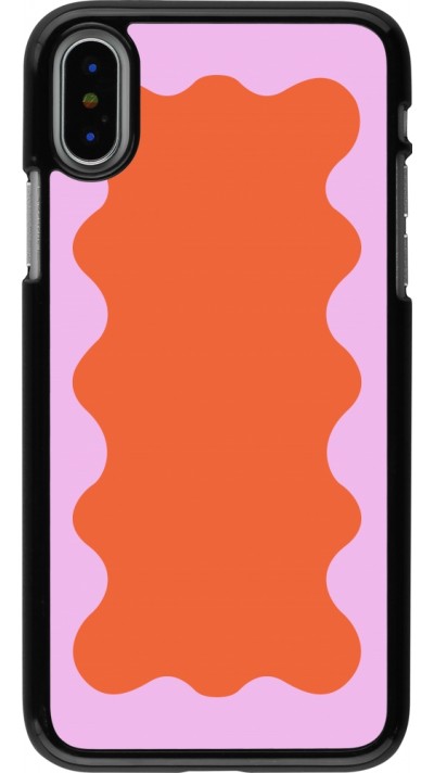 Coque iPhone X / Xs - Wavy Rectangle Orange Pink