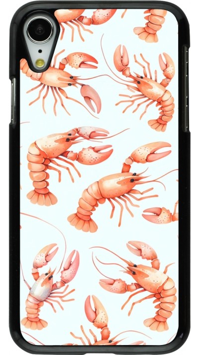 iPhone XR Case Hülle - Muster von pastellfarbenen Hummern