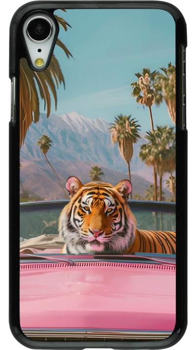 iPhone XR Case Hülle - Tiger Auto rosa