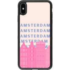 iPhone Xs Max Case Hülle - Silikon schwarz Amsterdam Pink Print