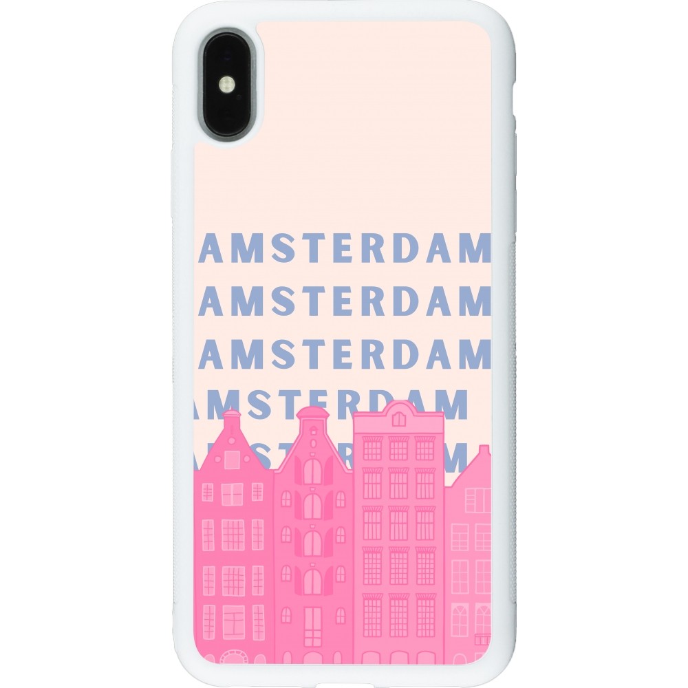 iPhone Xs Max Case Hülle - Silikon weiss Amsterdam Pink Print