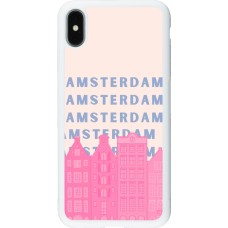 iPhone Xs Max Case Hülle - Silikon weiss Amsterdam Pink Print