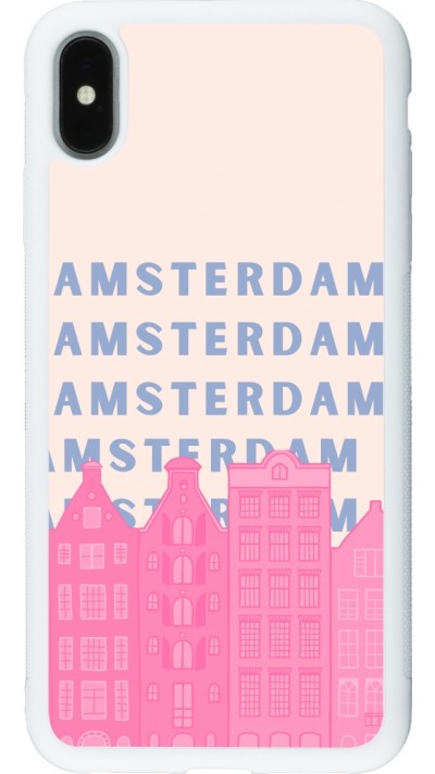 iPhone Xs Max Case Hülle - Silikon weiss Amsterdam Pink Print