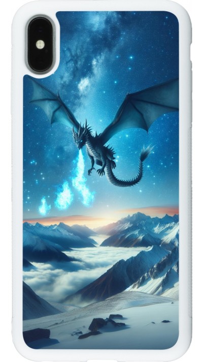 iPhone Xs Max Case Hülle - Silikon weiss Drache nächtliche Berg