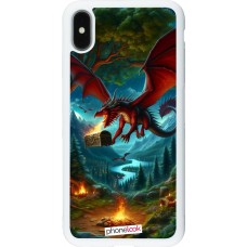 iPhone Xs Max Case Hülle - Silikon weiss Drache Fliegend Wald Schatz