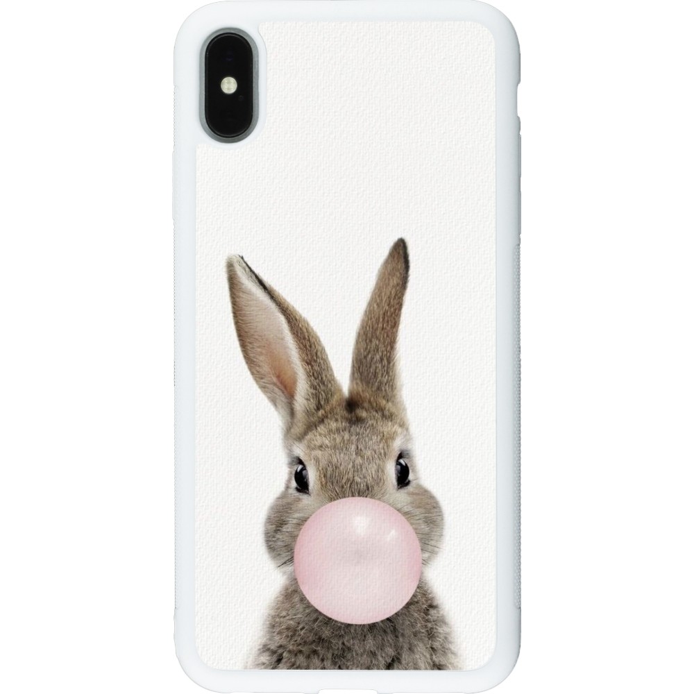 iPhone Xs Max Case Hülle - Silikon weiss Easter 2023 bubble gum bunny